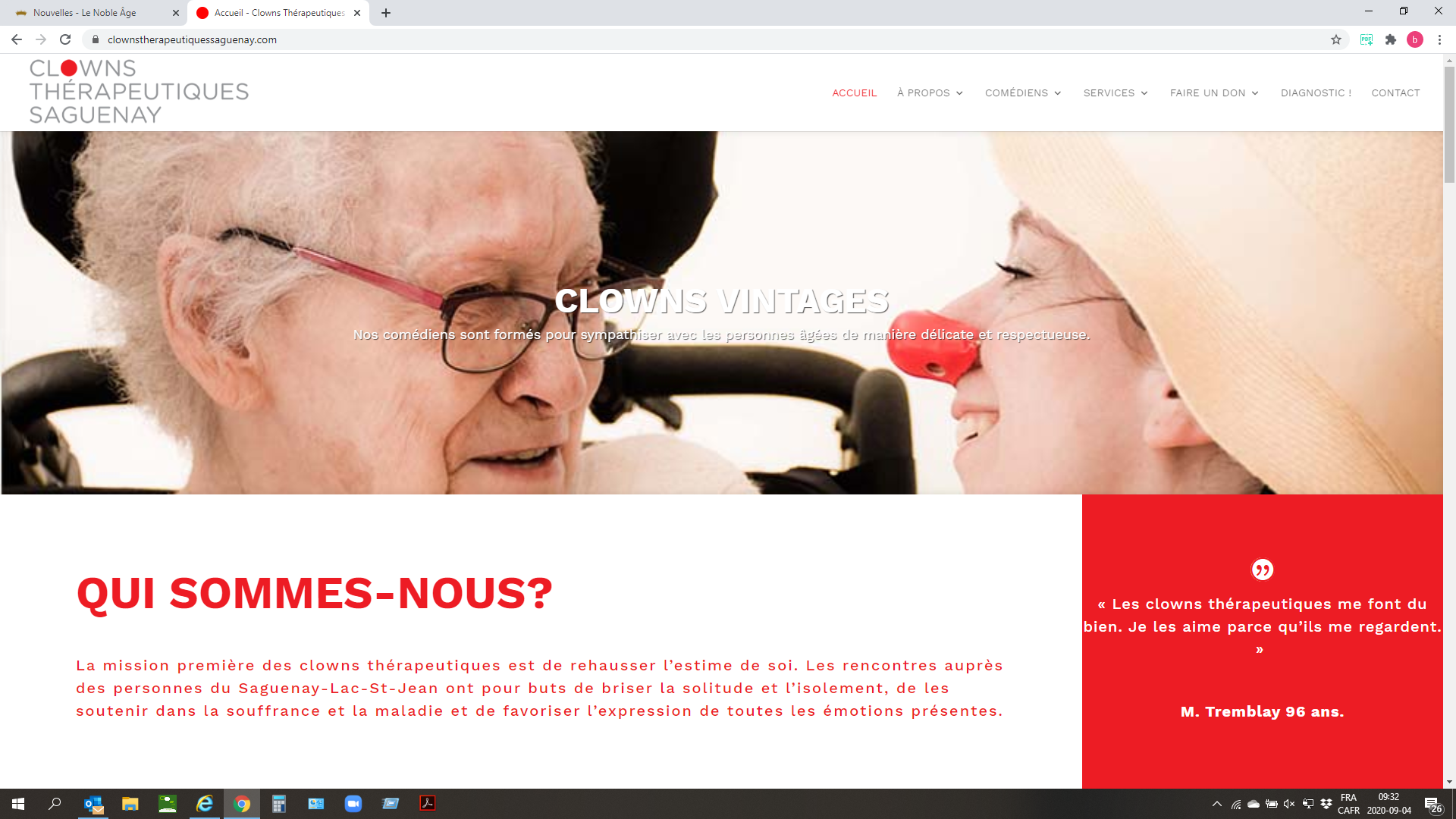 Entente avec les CLOWNS THÉRAPEUTIQUES SAGUENAY Le Noble Âge Nouvelles